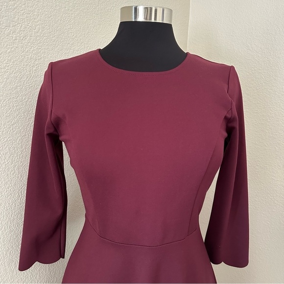 NWOT Lulu's Cumulonimbus Clouds Skater Burgundy Scalloped Hem Mini Dress Size M - Picture 4 of 14